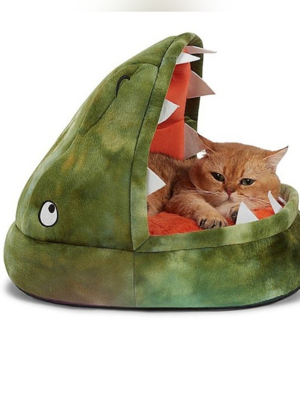 Washable Whiskers Plush Green Crocodile Pet Bed w/ Orange Interior Cushion/ 1011